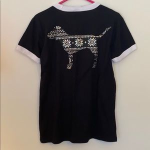 VS Pink new 2016 Christmas dog ringer tee T-shirt